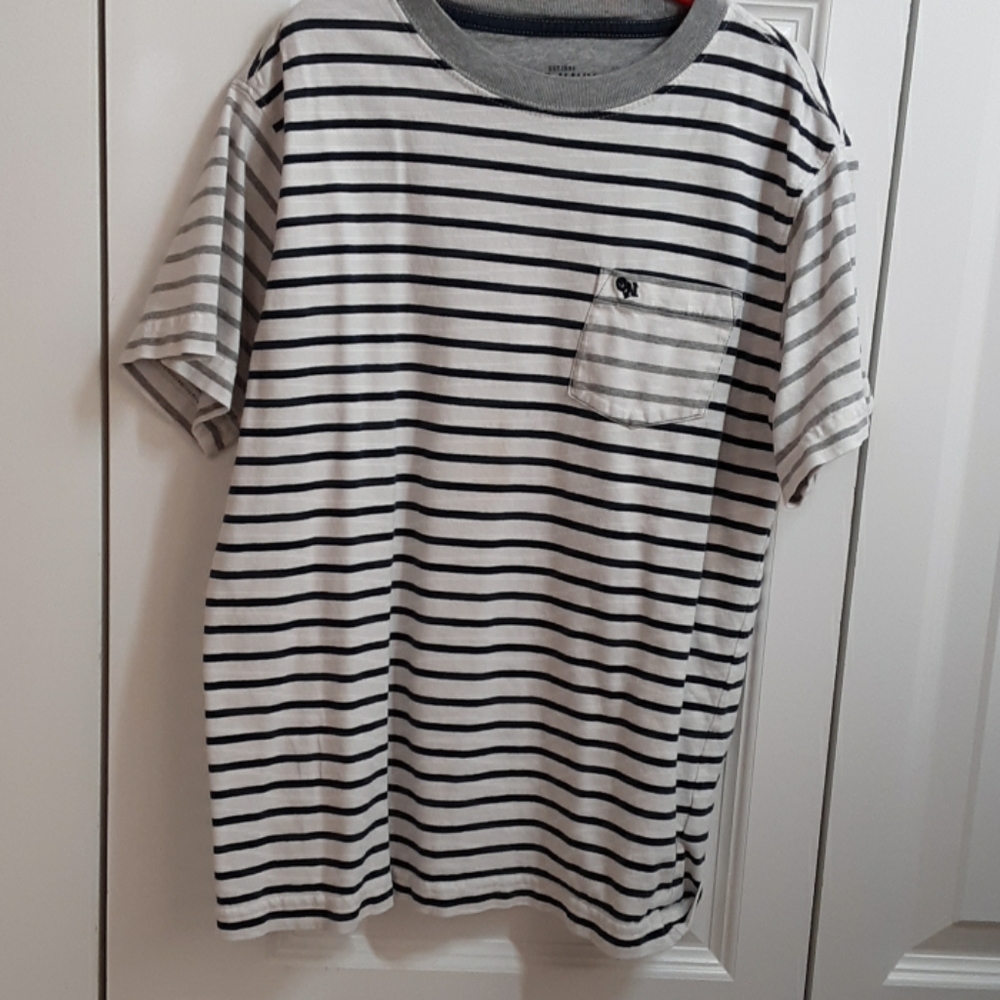 A blue and grey short sleeves
